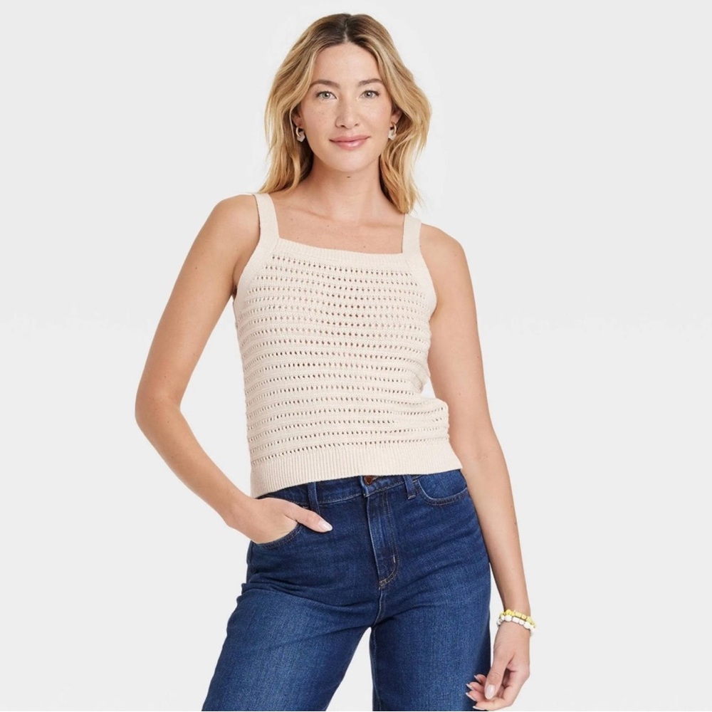 100% Cotton Cream Knit Tank Top